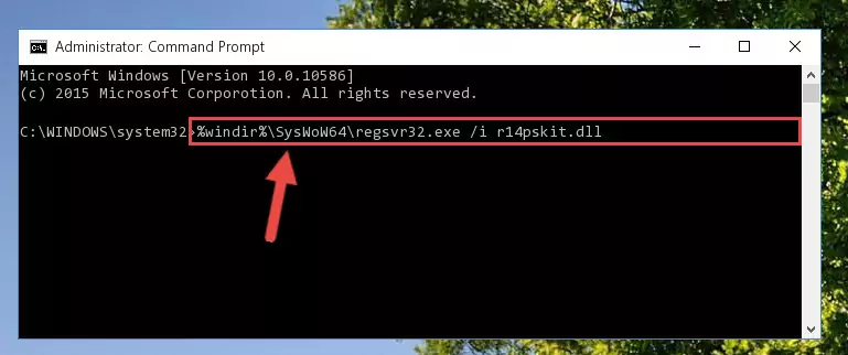 Deleting the R14pskit.dll file's problematic registry in the Windows Registry Editor