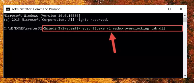 Deleting the damaged registry of the Radeonoverclocking_tab.dll