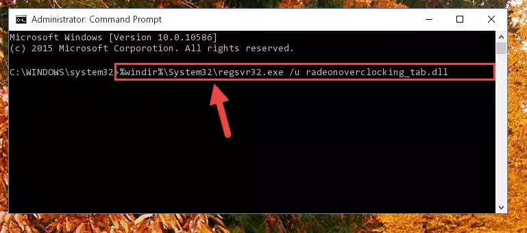 Creating a new registry for the Radeonoverclocking_tab.dll library in the Windows Registry Editor
