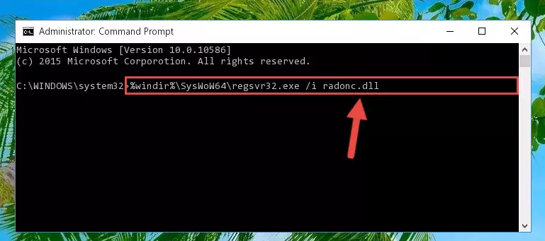 Cleaning the problematic registry of the Radonc.dll file from the Windows Registry Editor