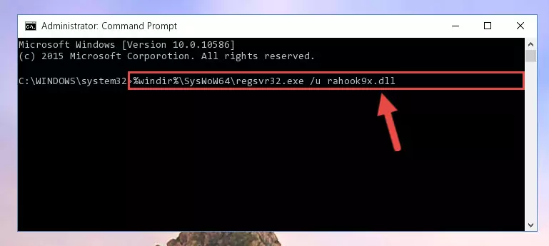 Creating a new registry for the Rahook9x.dll library in the Windows Registry Editor