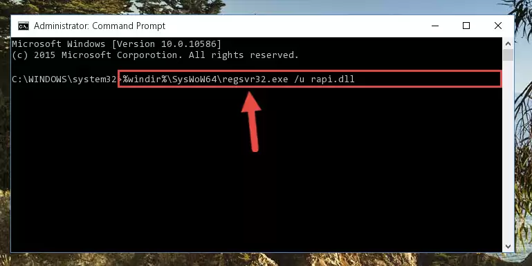 Reregistering the Rapi.dll file in the system (for 64 Bit)