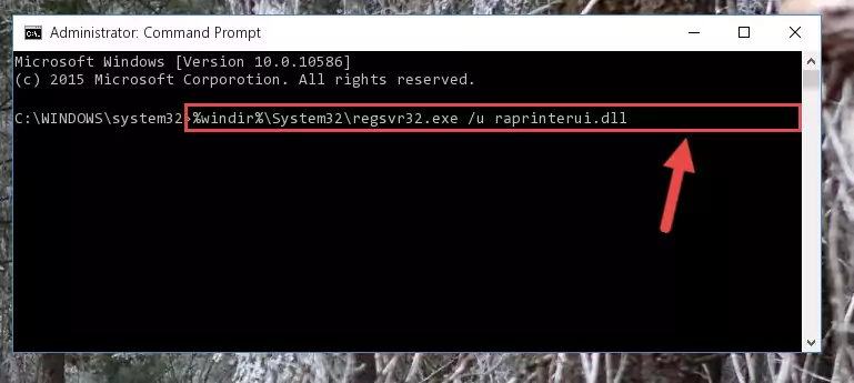 Creating a new registry for the Raprinterui.dll file