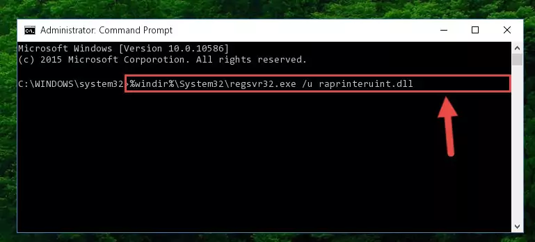 Extracting the Raprinteruint.dll library from the .zip file