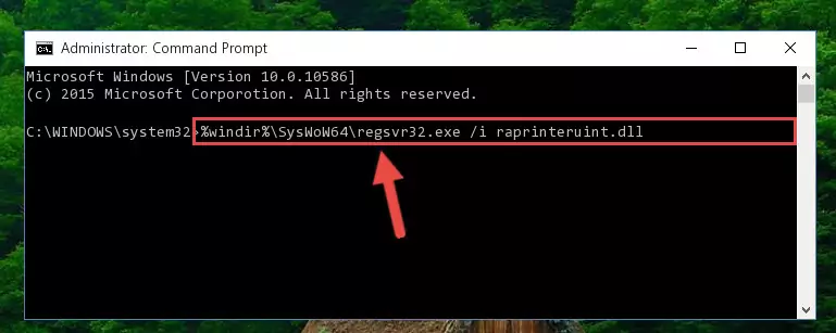 Cleaning the problematic registry of the Raprinteruint.dll library from the Windows Registry Editor