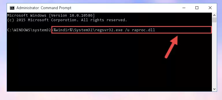 Reregistering the Raproc.dll library in the system