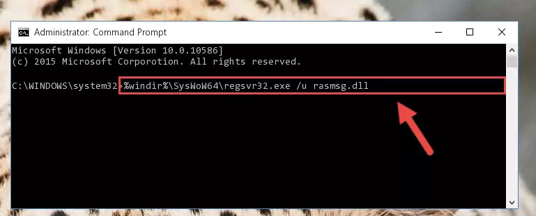 Reregistering the Rasmsg.dll library in the system