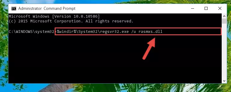Creating a new registry for the Rasmxs.dll library in the Windows Registry Editor