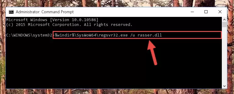 Reregistering the Rasser.dll file in the system (for 64 Bit)
