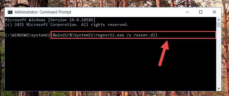 Reregistering the Rasser.dll file in the system
