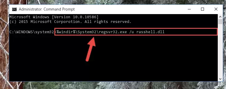 Extracting the Rasshell.dll file from the .zip file