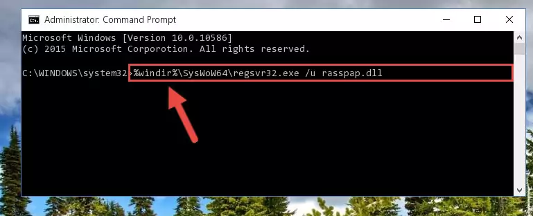 Reregistering the Rasspap.dll library in the system