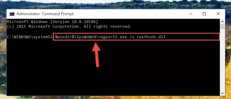 Reregistering the Rasthunk.dll file in the system (for 64 Bit)