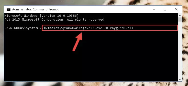 Reregistering the Raygundl.dll file in the system