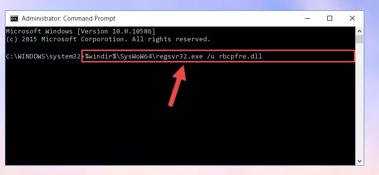 Reregistering the Rbcpfre.dll file in the system