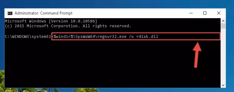 Reregistering the Rdisk.dll file in the system