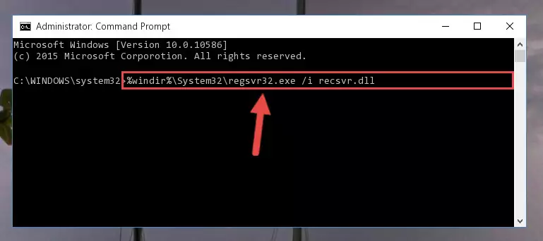 Deleting the Recsvr.dll file's problematic registry in the Windows Registry Editor