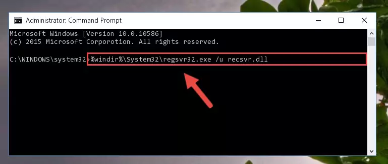 Creating a new registry for the Recsvr.dll file in the Windows Registry Editor