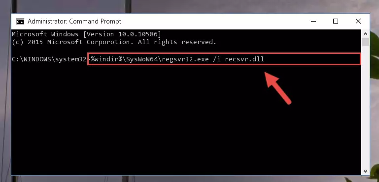 Uninstalling the broken registry of the Recsvr.dll file from the Windows Registry Editor (for 64 Bit)
