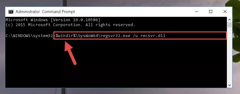 Reregistering the Recsvr.dll file in the system (for 64 Bit)