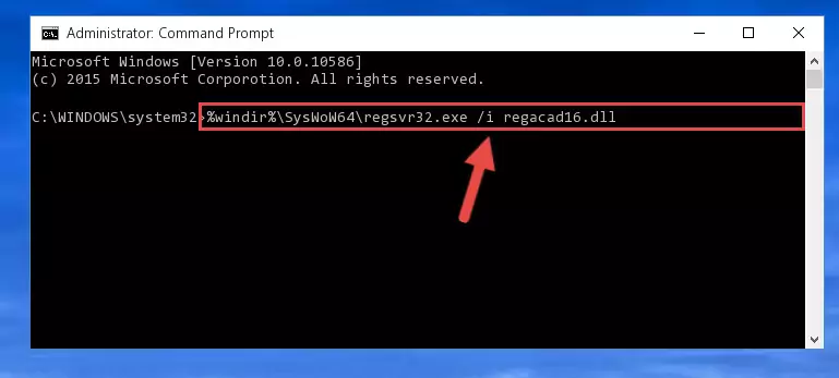 Deleting the Regacad16.dll library's problematic registry in the Windows Registry Editor