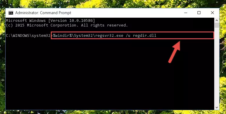 Reregistering the Regdir.dll library in the system
