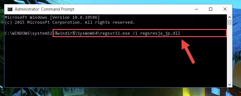 Deleting the Regsresja_jp.dll library's problematic registry in the Windows Registry Editor