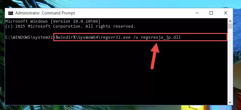 Reregistering the Regsresja_jp.dll library in the system