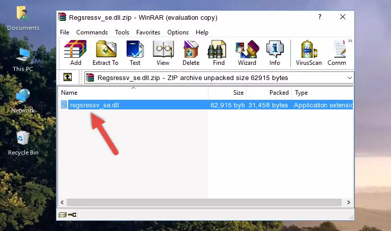 Copying the Regsressv_se.dll file into the software's file folder