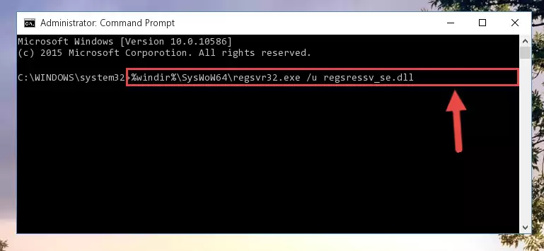 Reregistering the Regsressv_se.dll file in the system (for 64 Bit)