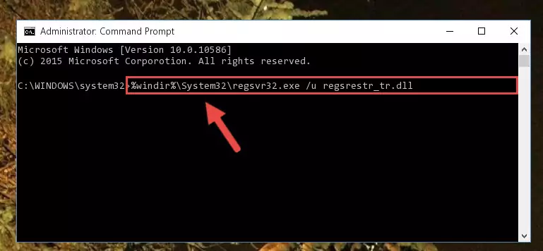 Extracting the Regsrestr_tr.dll library from the .zip file