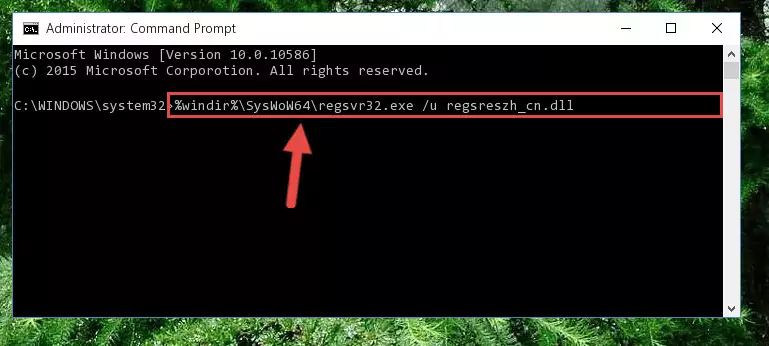 Reregistering the Regsreszh_cn.dll library in the system (for 64 Bit)