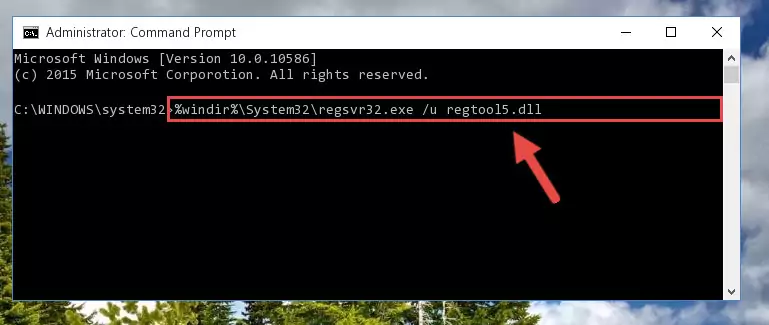 Extracting the Regtool5.dll file from the .zip file