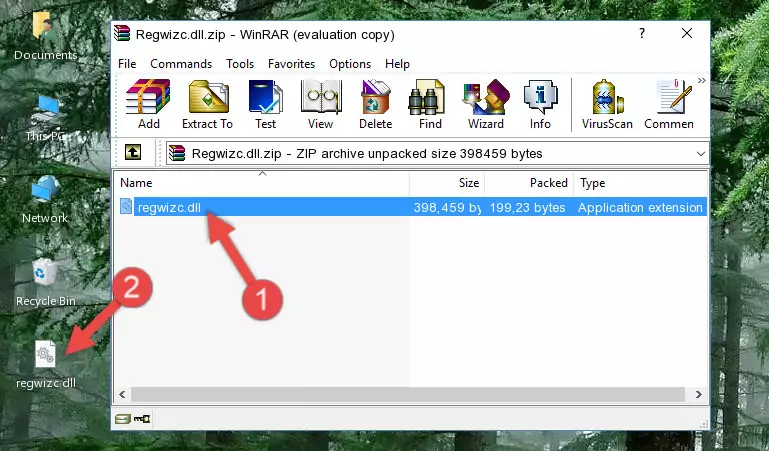 Copying the Regwizc.dll file into the software's file folder