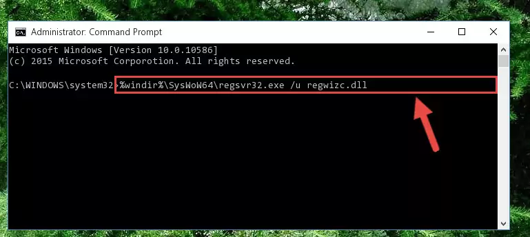 Reregistering the Regwizc.dll file in the system