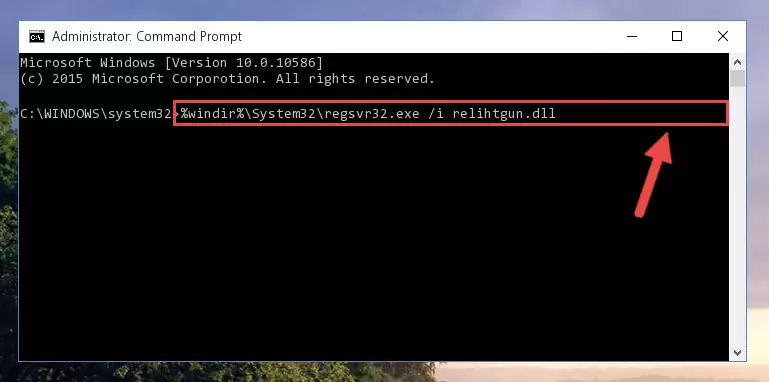 Reregistering the Relihtgun.dll library in the system (for 64 Bit)