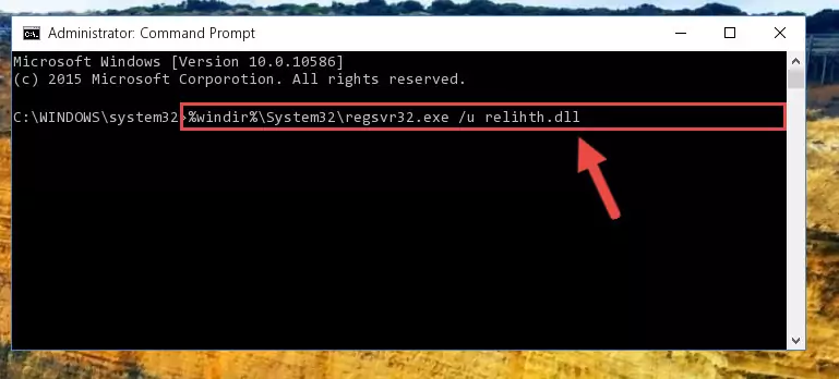 Reregistering the Relihth.dll library in the system