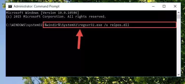 Reregistering the Relpos.dll file in the system