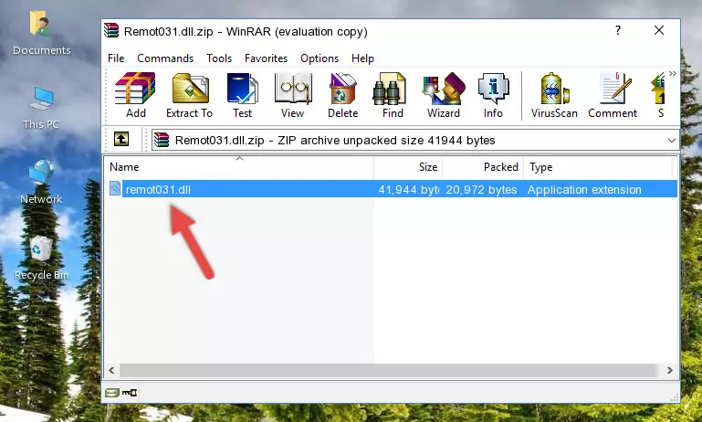 Copying the Remot031.dll file into the software's file folder