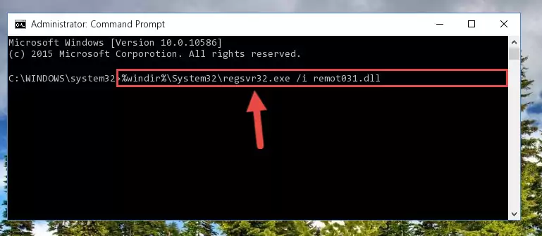 Deleting the damaged registry of the Remot031.dll