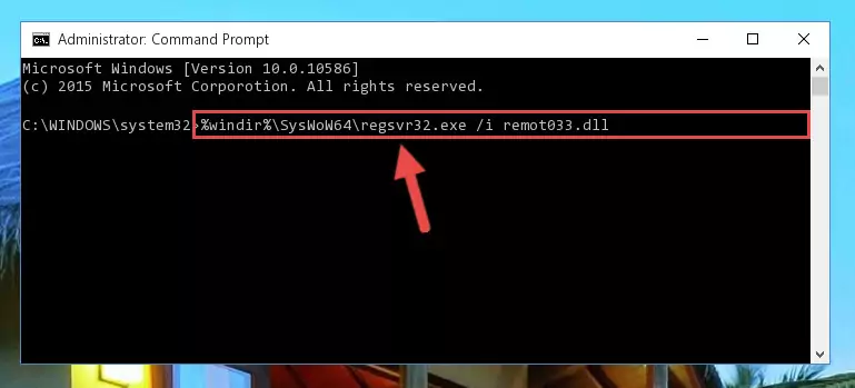 Uninstalling the broken registry of the Remot033.dll library from the Windows Registry Editor (for 64 Bit)