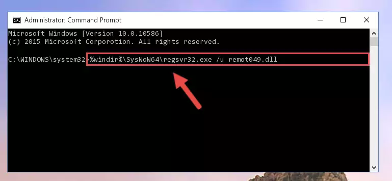 Reregistering the Remot049.dll library in the system (for 64 Bit)