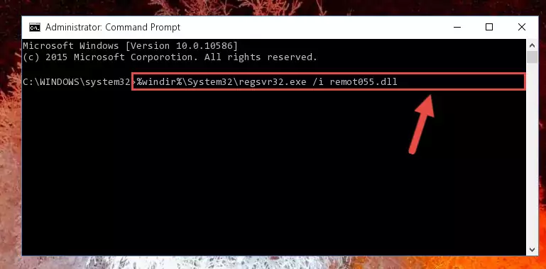 Deleting the damaged registry of the Remot055.dll