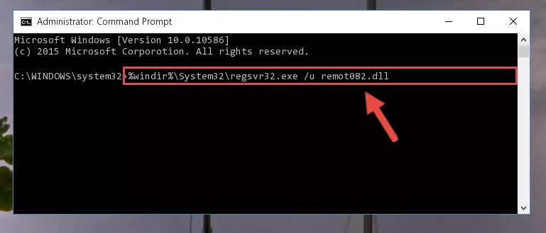 Reregistering the Remot082.dll file in the system