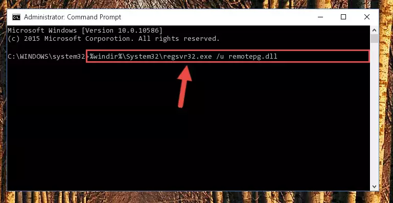 Reregistering the Remotepg.dll library in the system