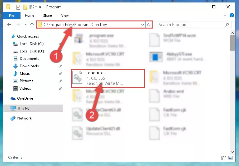 Uninstalling the broken registry of the Renduc.dll file from the Windows Registry Editor (for 64 Bit)