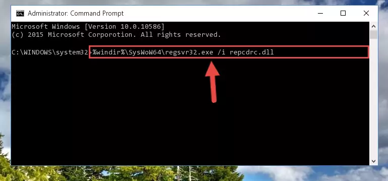Uninstalling the damaged Repcdrc.dll file's registry from the system (for 64 Bit)