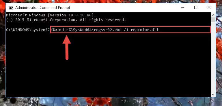 Uninstalling the damaged Repcolor.dll library's registry from the system (for 64 Bit)