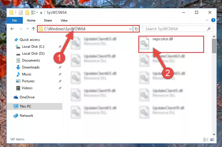 Extracting the Repcolor.dll library to the desktop