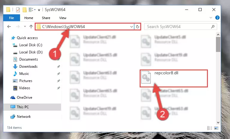 Extracting the Repcolor8.dll library to the desktop